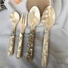 1PC16cm Natural Conch Shell Ice Cream Coffee Spoon Caviar Spoon Mother of Pearl Seashells Stirring Spoons Teaspoon Kitchen Tool