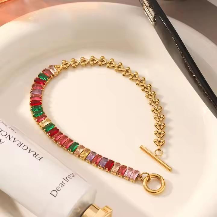 

1 шт. инкрустированные циркониевые цветные великолепные браслеты для женщин, пар, годовщин, дней рождения, вечеринок, ювелирные изделия, подарки, предотвращают аллергию 6cm золотой