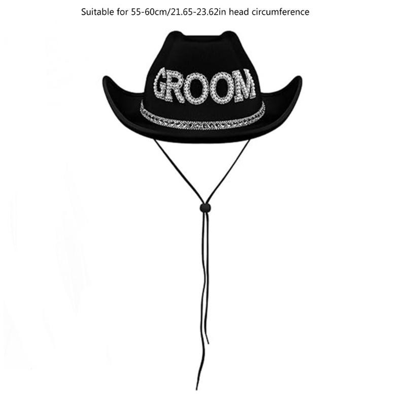 Blingbling Diamond Bride Hat Cowgirl Hat Wedding Encrusted for Wedding Engagement Bachelorette Party