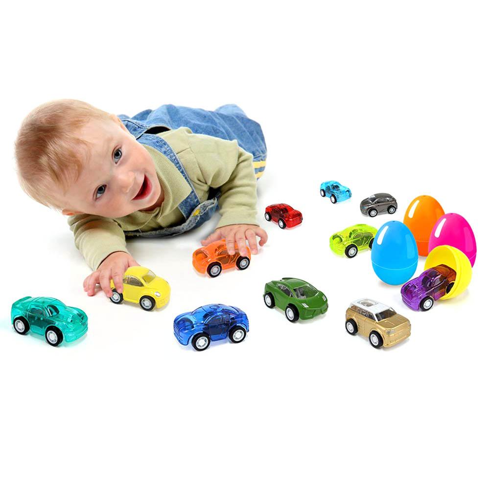 20Pcs Filled Easter Eggs with Toy Cars Bright Colorful Easter Eggs Prefilled with Various Pull Back