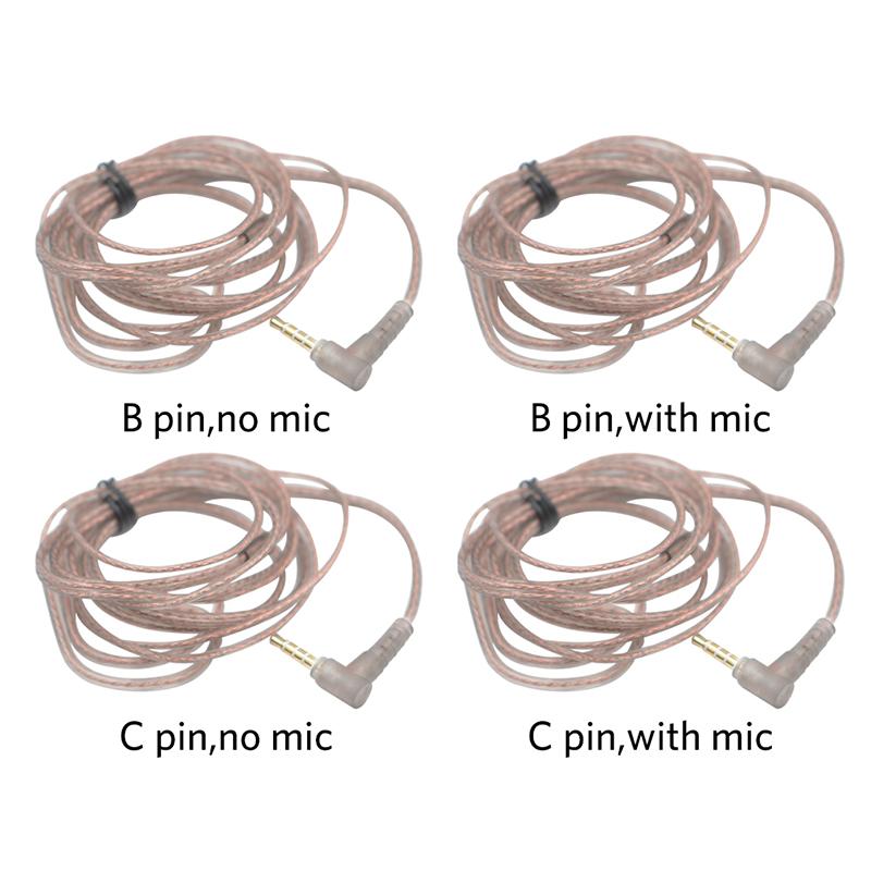 KZ Cable High Purity Oxygen-free Copper Flat Upgrade Cable Earphones Cable Wire with Mic For KZ EDX PRO ZES ZEX PRO ZSX DQ6S