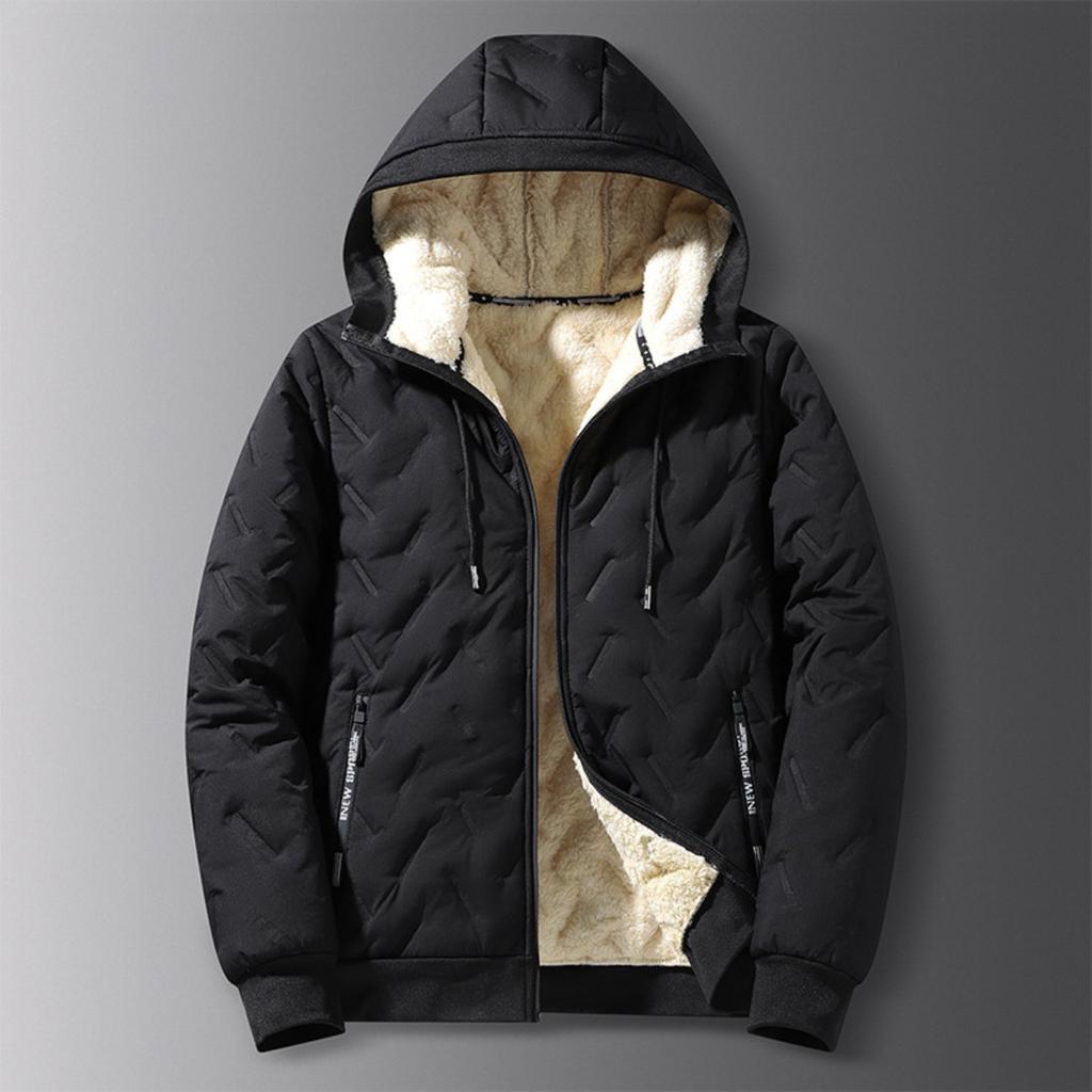 Cotton Jacket Men's Thick, Plus Size Men's Mid To Long, Down Cotton Jacket with Added Fleece and Increased Thickness for Warmth