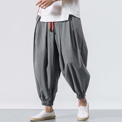 Męskie Bloomersy Baggy Głęboki krok Luźne ściągacze Elastyczna talia Plus Size Kieszenie Obszycie wokół kostki Miękkie