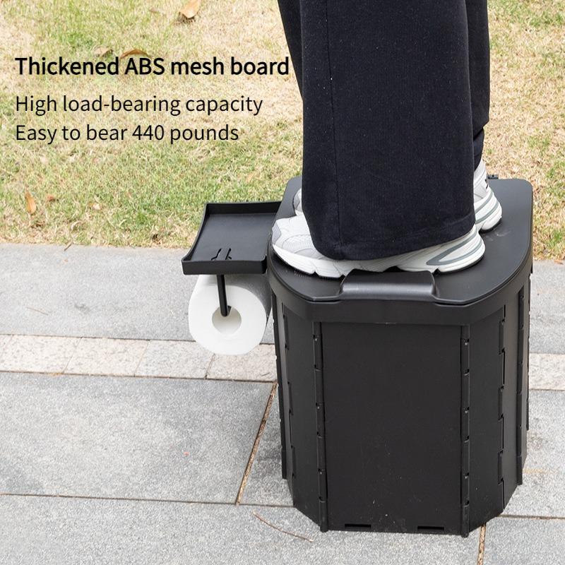 Folding Camping Toilet Collapsible Portable Adults Folding Toilet with Lid for Outdoor Camping Hiking Road Trips Heavy Duty