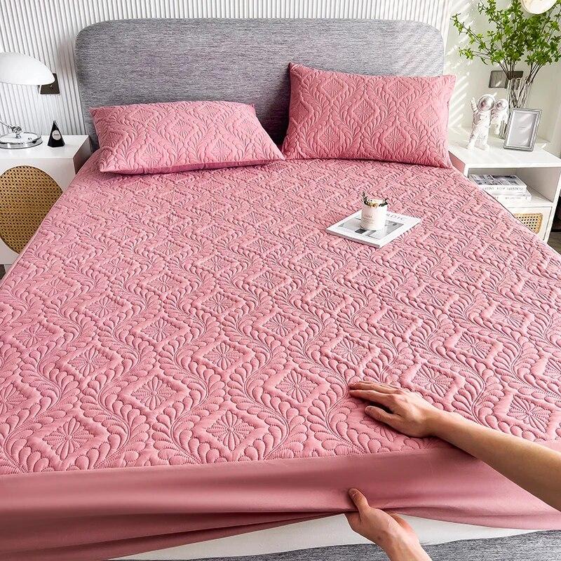 

Стеганый водонепроницаемый чехол для матраса, эластичная простыня с тиснением, защитная накладка для кровати для спальни, отеля, утолщенное покрывало на кровать 160x200x30cm