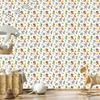 Animals wallpaper white, light gray and lime 50x1000