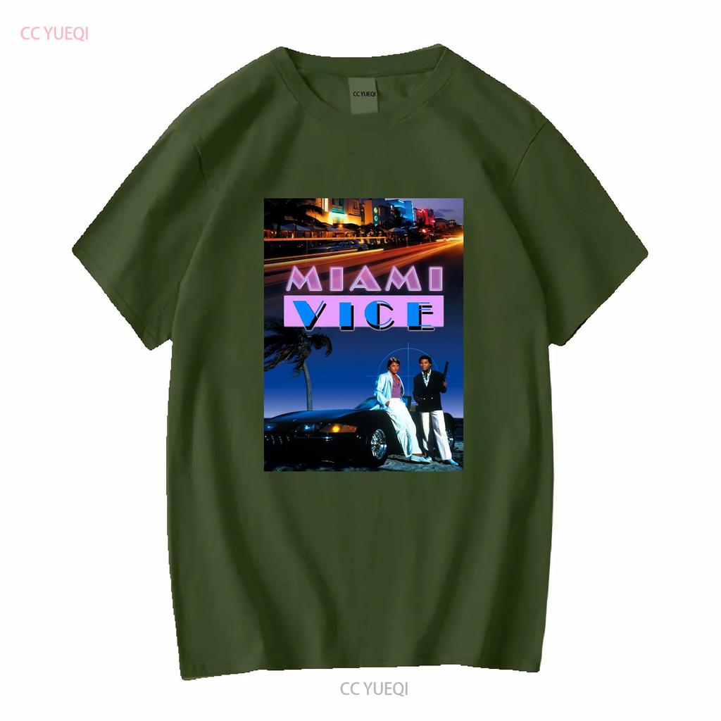 Miami Vice T Shirt Retro 80s Tv Show Fan Long or Short Sleeves Vintage Washed Breathable Casual Unisex Stretched Fashion