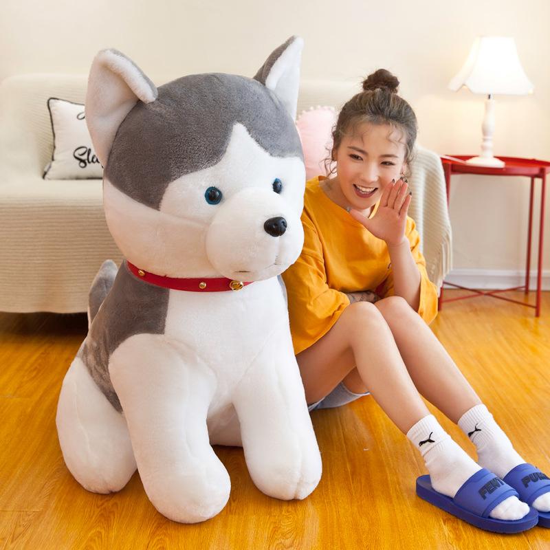 Cute Collar Husky Plush Toys Children's Comfort Dog Dolls Tied Up Street Stall Gift Office Doll