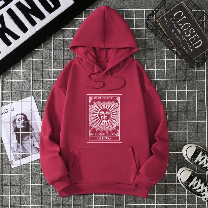 The  Sun Tarot Card Major Arcana Fortune Telling Occult Sweater Women Pullover Hoodie Crewneck Pullover Hoodie Harajuku Printing