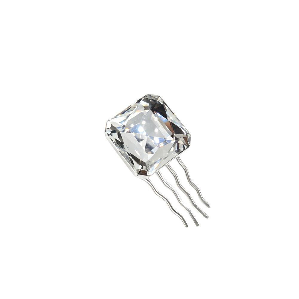 Exaggerated Rhinestone Hair Clip Square Tiara Porm New Design Crystal Headpiece Comb Party