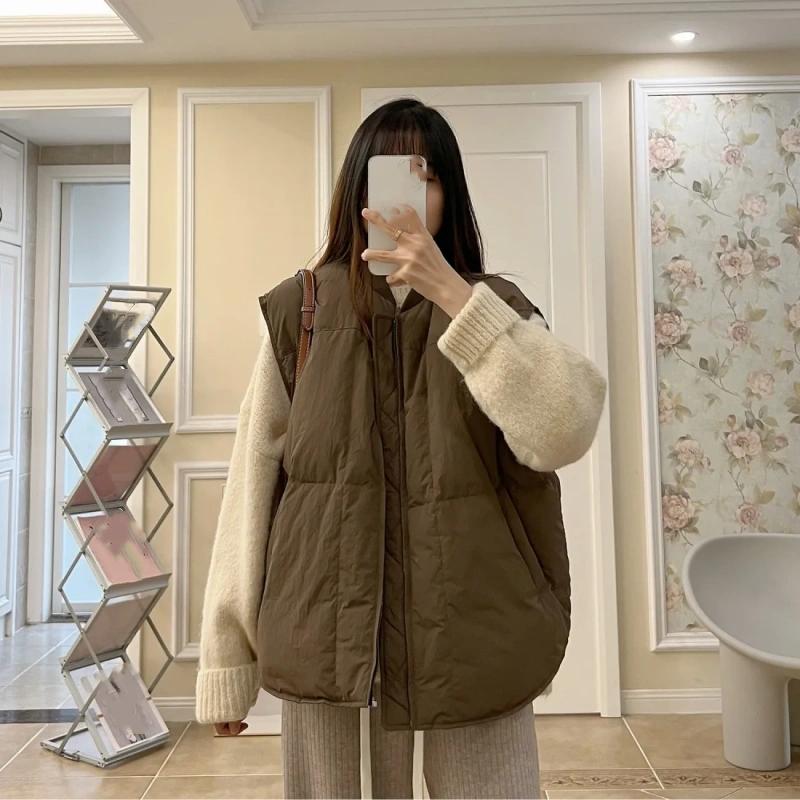 Plus Fat Sister Loose Short Cotton Vest Fashion Baseball Collar Solid Color All-match Vest Shoulder