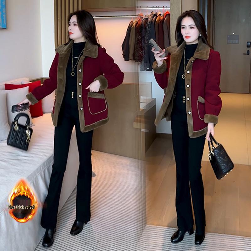 

Women s 2024 Winter Slimming Faux Fur Woolen Overcoat 2XL [125-135 cm]