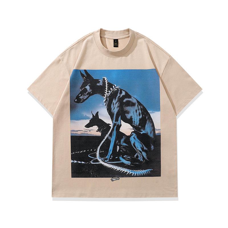 Hip-Hop Men S Trendy Brand Men S Shirt Printed Summer Short-Sleeved Top T-Shirt T-Heavy Loose T-Cotton S