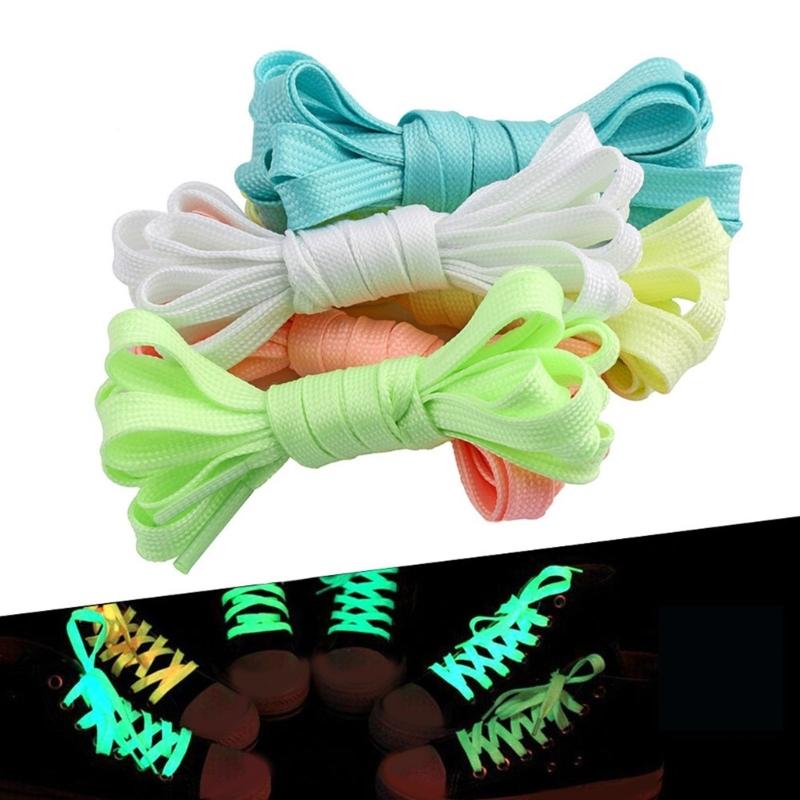Glowing In The Dark Shoestrings Polyester Flat Luminously Athletic Sneakers Shoe Laces Replacement For Outdoor Activity