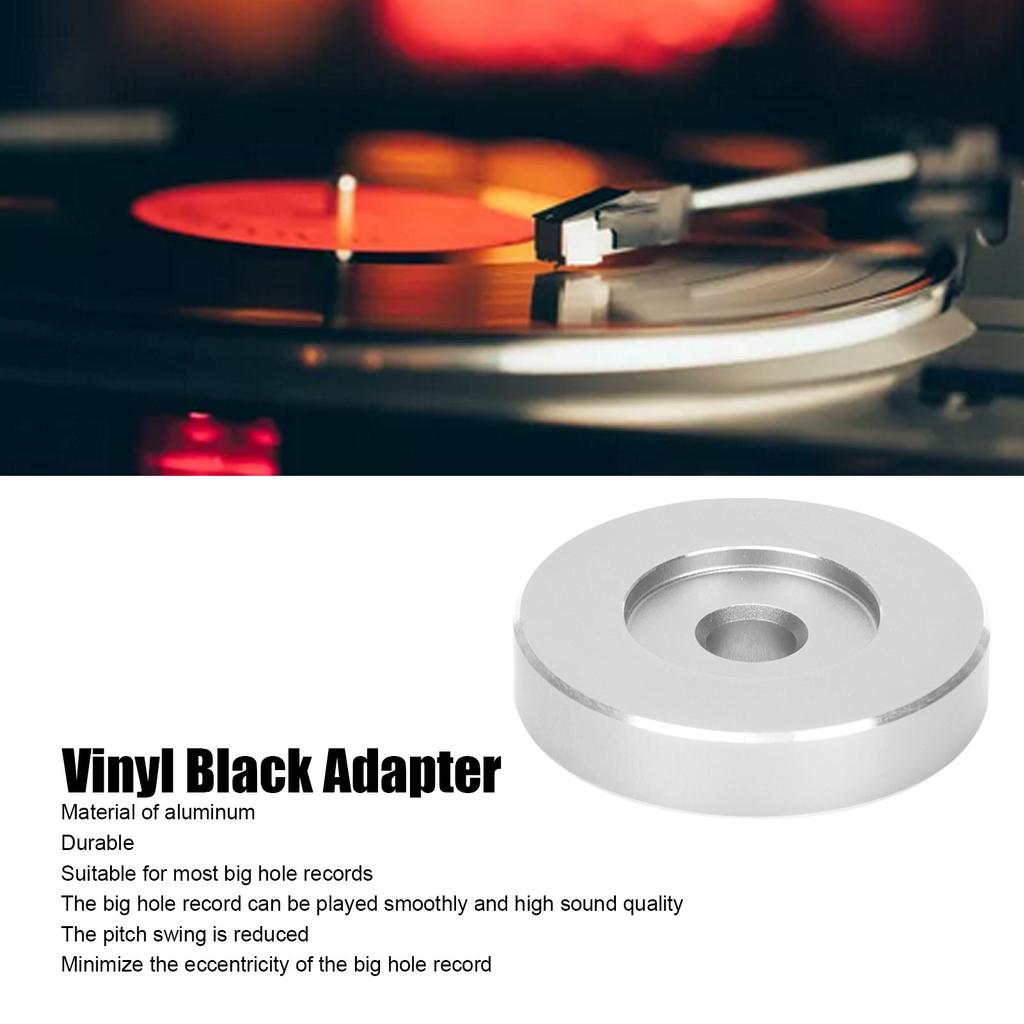 45 RPM Record Turntable Adapter Large Hole Conversion Sheet   Black Clamp Adapter for Most Big Hole Records