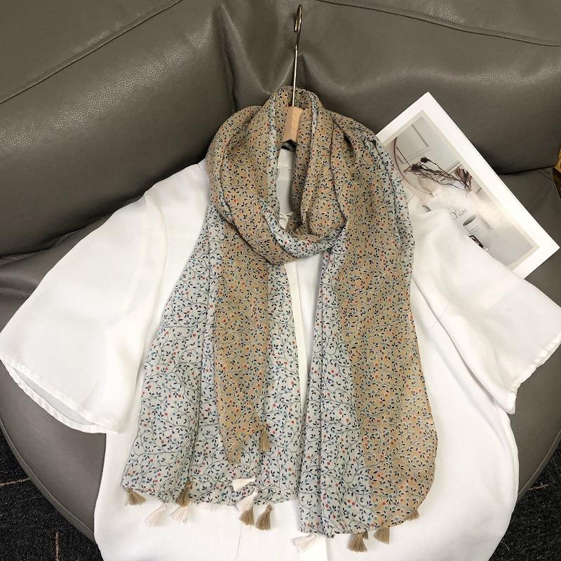 36 Designs Floral Print Voile Tassel Viscose Shawl Scarf Soft Thin Wrap Pashmina Headband Bufandas Muslim Hijab Sjaal 180*90Cm