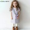 Summer Girls' Knitted Cotton Princess Dress - European & American Style, Short Sleeve, Cute Design