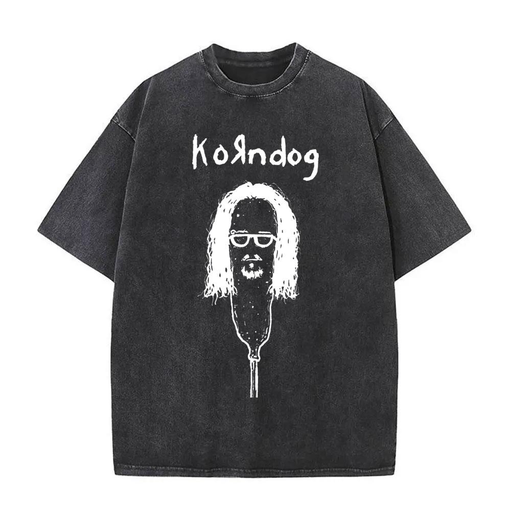 Washed Vintage Rock Band Korn Follow The Leader Double Sided Print Tshirt Rare Nu Metal Music Tees Men Gothic Oversized T Shirt