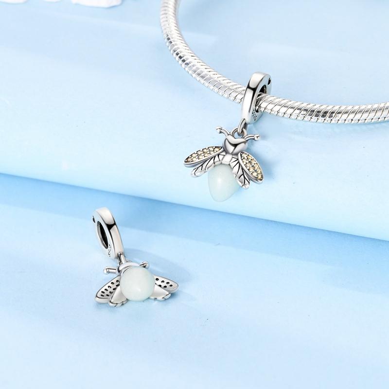 Fit Original Bracelet Copper Flowing Firefly Pendants Charms Beads For Women Jewelry Making Gift