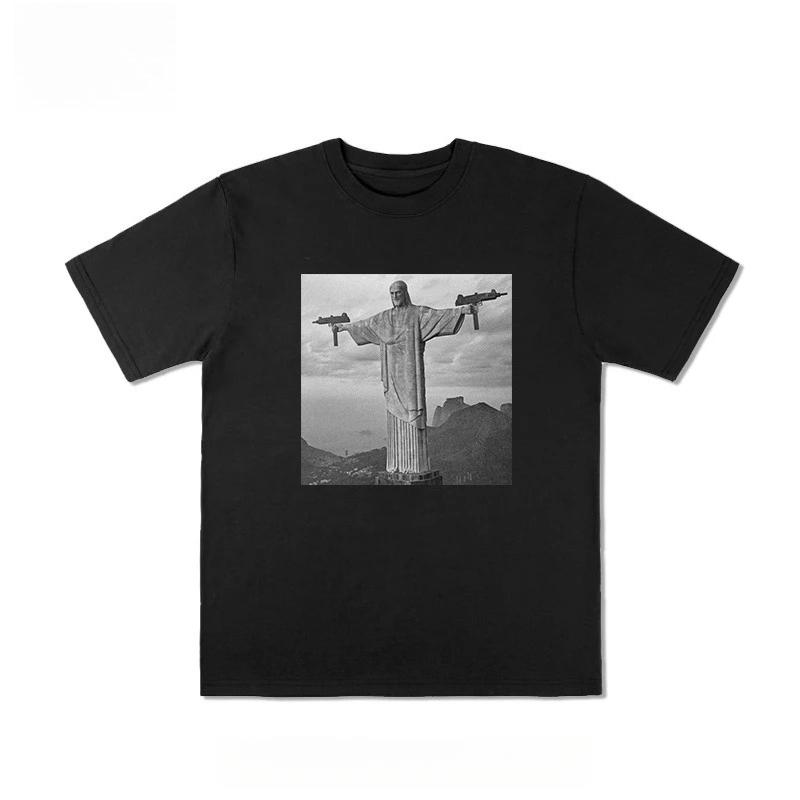 

Autumn Heavy Pure Cotton Tide Brand Abstract Funny Sculpture Printing T-shirt Men and Women s Comfortable and Versatile T-shirt 4XL