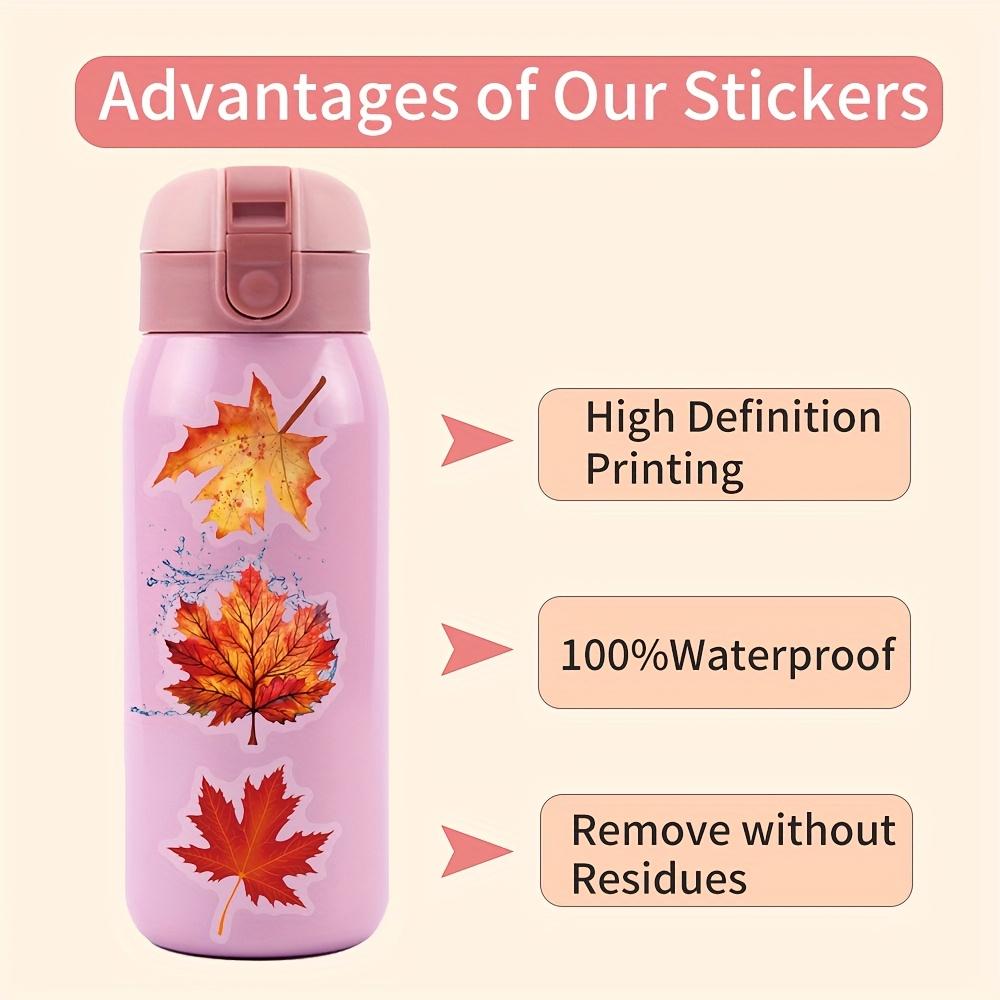 Vibrant Maple Leaf Transparent Stickers - Reusable, Self-Adhesive Decals for Water Bottles, Scrapbooking, Journals, Skateboards