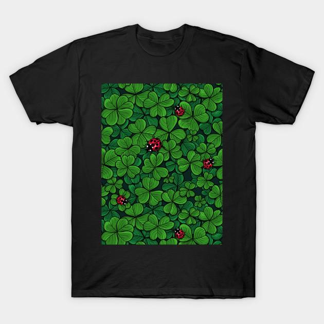 Men Black Print T-shirt Find The Lucky Clover No-Cut Transfer Paper Print Cotton Tshirt 2XL