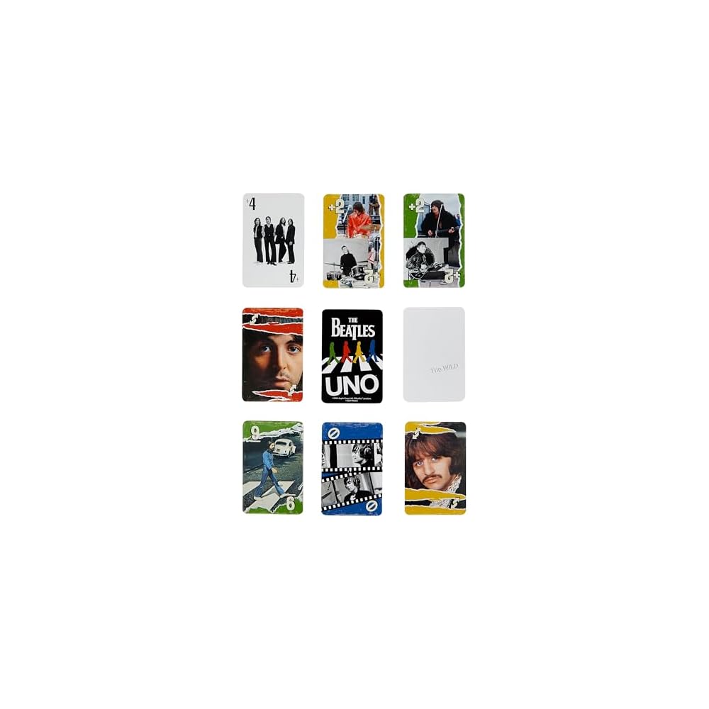Mattel UNO Beatles Card Game 112 Cards for 2-10 Players Ages 7 and Up Black