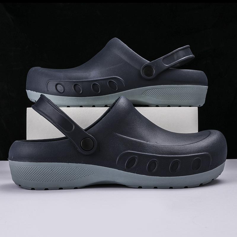 Men Chef Clogs Men Kitchen Shoes Eva Injection Shoes Anti -Slip Outsole Comfortable Garden Clogs Waterproof Sandal Big Size 40 -49