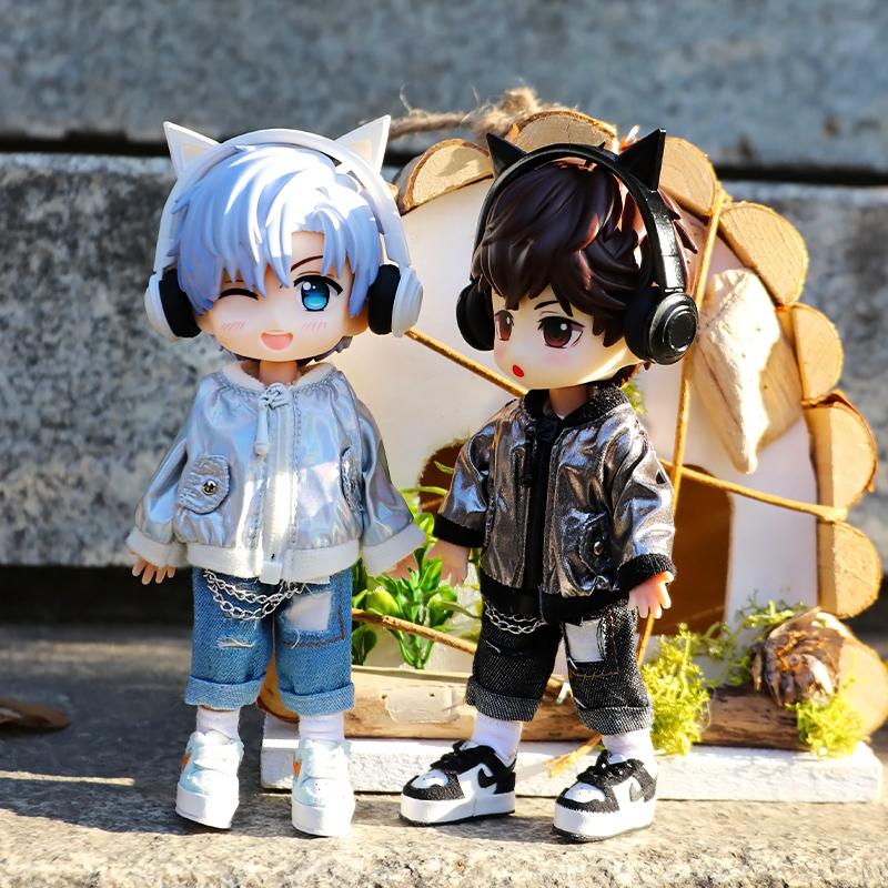 Ob11 Baby Accessories Clothes For Baby Laser Bar Sets T-Shirts Jackets And Jeans Furniture For Dolls 1/12 Cool Anime Perfect Toys
