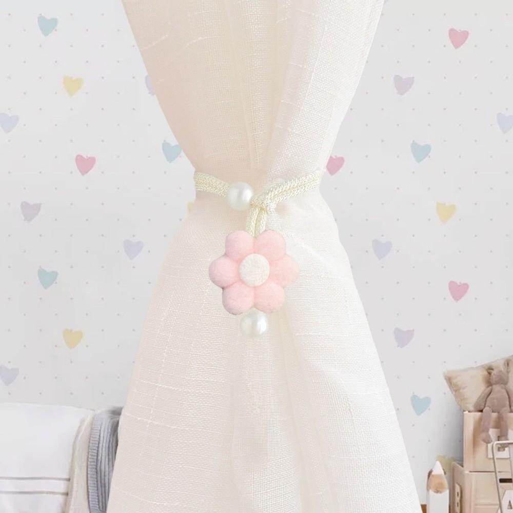 2PCS Drapery Cords Heart-shaped Curtain Tiebacks with Beads Curtain Tie Romantic Window Curtain Holders Mosquito Nets