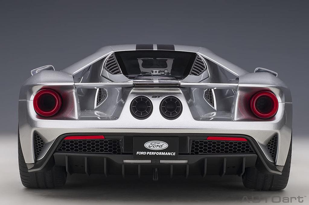 AUTOart 1/12 Scale Ford GT 2017 Metallic Silver/Black Stripes Finished Product 12108