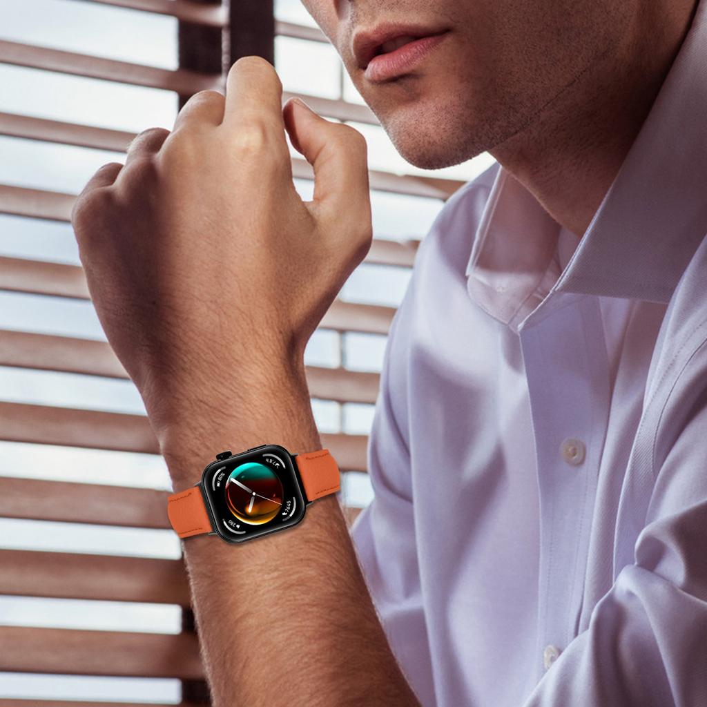 Litchi Textured Genuine Cow Leather Strap with Electroplated Buckle for Huawei Watch Fit 4 Pro/Fit 4/Fit 3 Pointed-End Watch Band