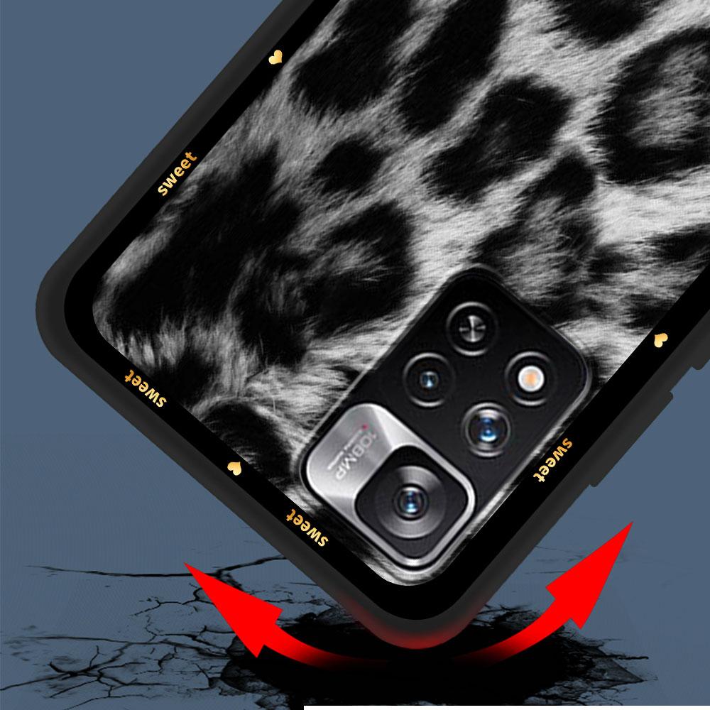 Case for Xiaomi Redmi Note 12 9S 8 10 11 Pro 10C 9C 9A 8T 8A 10S 11T 11E 9T 9i Black Silicone Phone Cover Animal Leopard Print