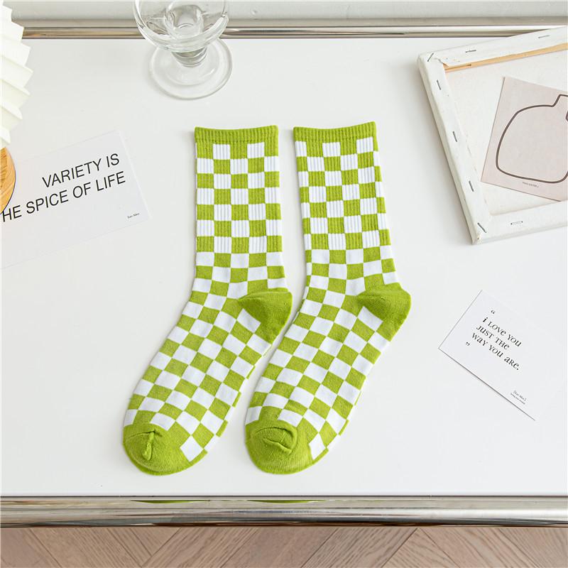 2025 Checkered Pure Cotton Mid-Calf Skateboard Socks - Unisex Trendy Plaid Sportswear