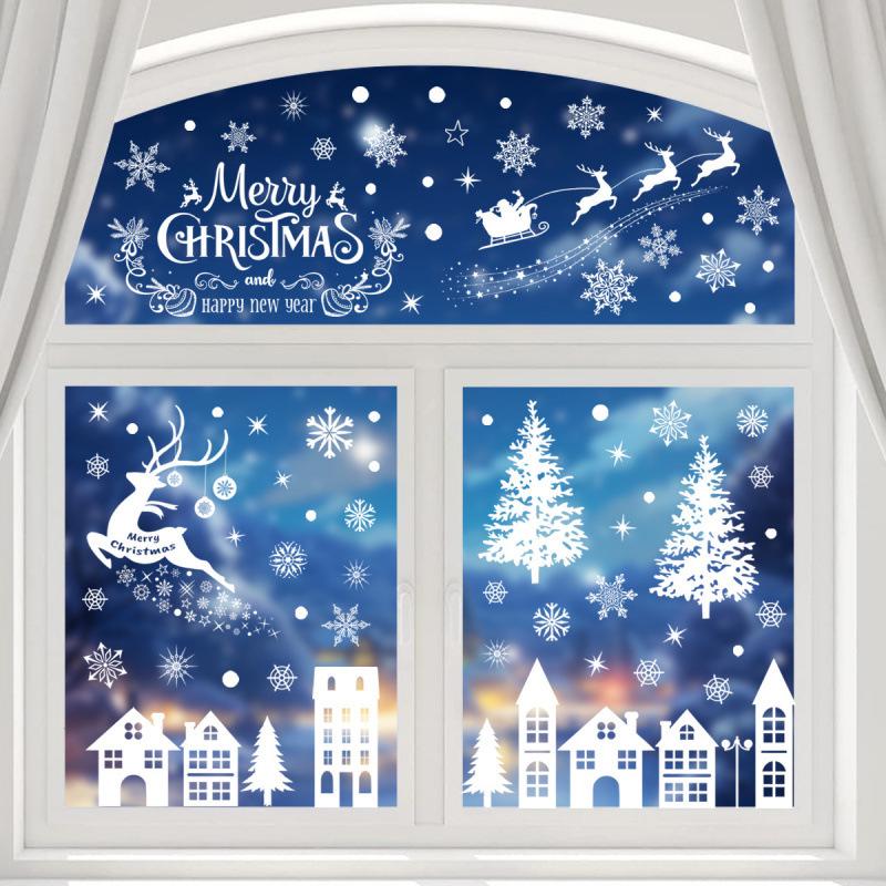 Christmas Atmosphere Window Sticker: Snowflake Reindeer Festival Decoration