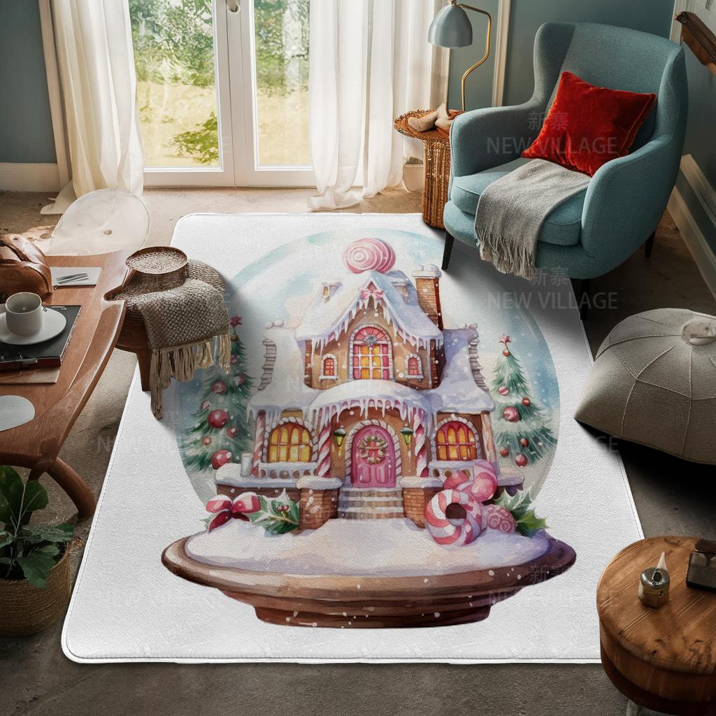 House Entrance Carpet Home Door Mat Living Room Bath Foot Bathroom Non-slip Water Absorption Rugs Bath Merry Christmas Winter