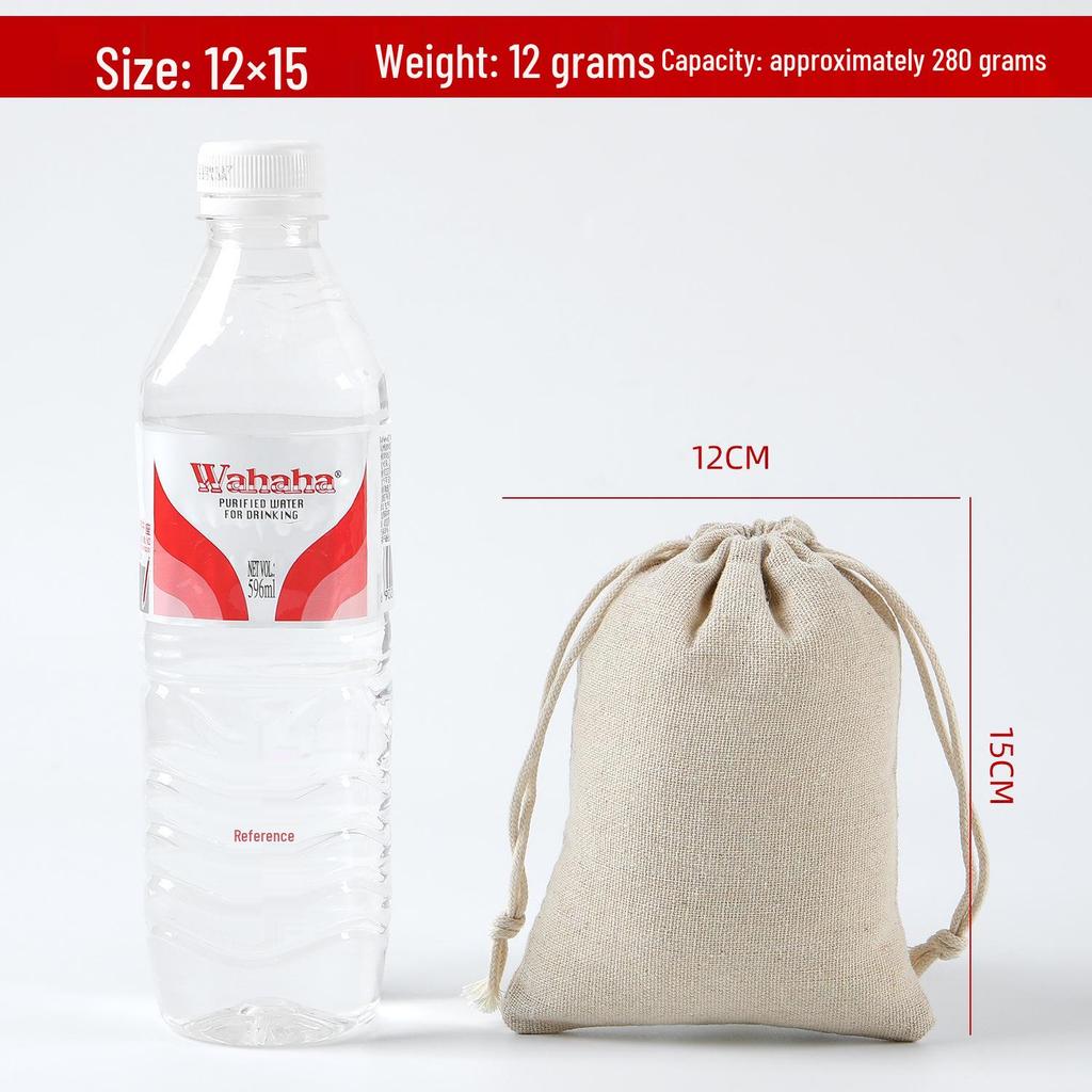 Cotton Linen Drawstring Canvas Bag, Single Layer Breathable Storage for Sundries