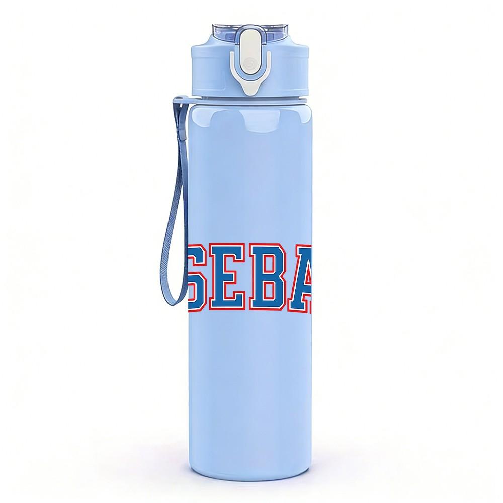 1PC Baseball Sport Text Logo Print 750ml Color Plastic Sports Water Bottle Leakproof Flip Straw Lid Suitable for Sports Office Home Use