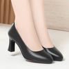 Soft Leather Business Shoes, Long-term Standing Commuting Shoes, Black Soft-soled Leather Shoes, High-heeled Chunky Heels, Lightweight Shoes