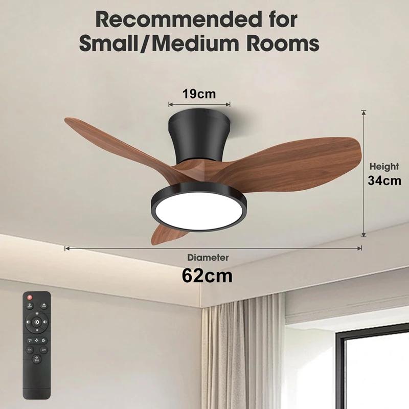 LED Ceiling Fans Lamp 85V-265V High Wind Speed Fans Light Metal Casing White Wood Grain Colors for Bedroom Living Room Fan Lamp