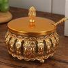 European Style Sugar Bowl Seasoning Jar,Hollowed-Out Alloy With lid,Coffee Beans Container,Cream Storage Pots,Kitchen Tools