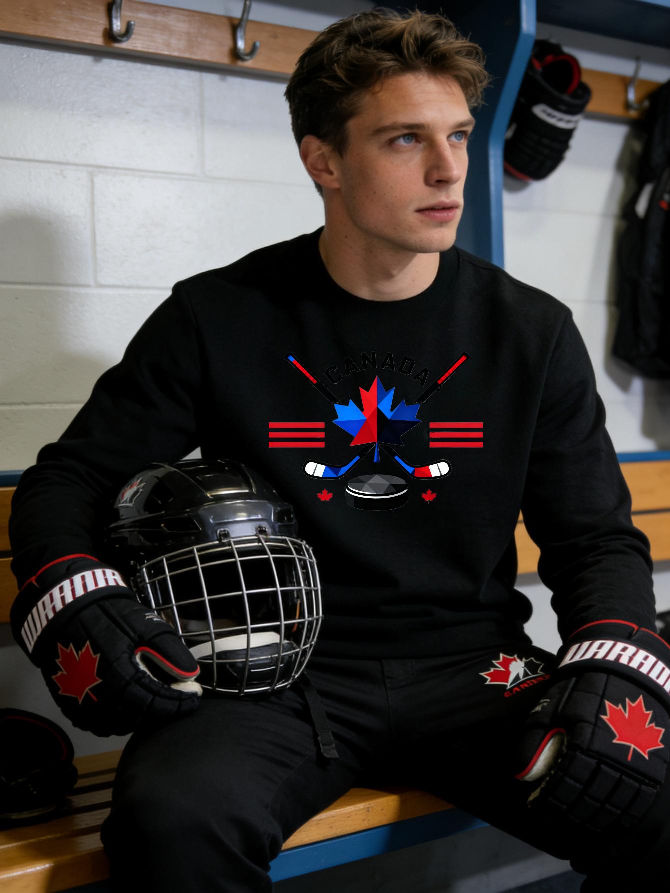 

Hockey Polyester Men s Crew Neck Pullover Sweatshirt Wrinkle Resistant XXL чорний