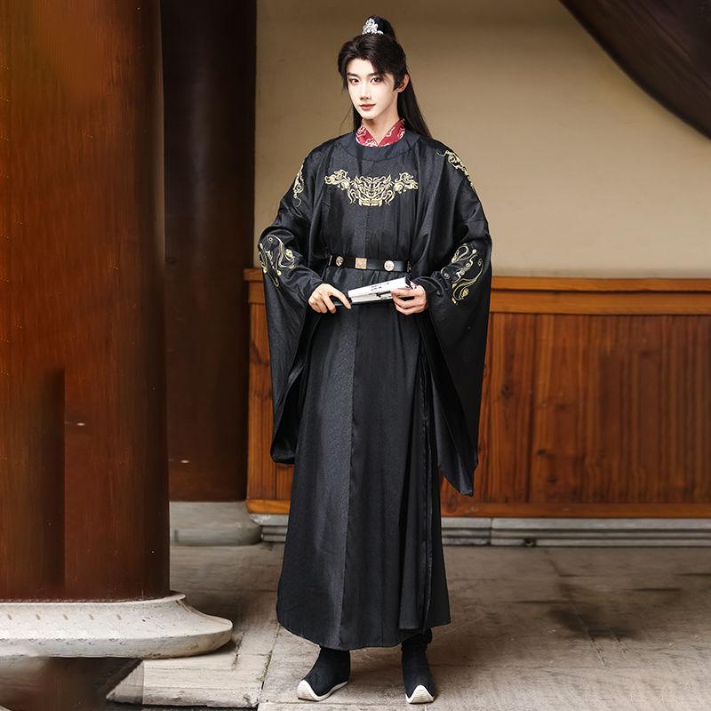 Chinese Style Round Neck Robe Embroidered Hanfu For Wedding Groom And Groomsmen