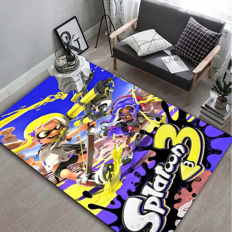3D Game S-Splatoon-S Cartoon Carpet Rug Art for Room Decor Sofa Christmas Halloween Gifts Fans Area Rug Non-slip Floor Mat