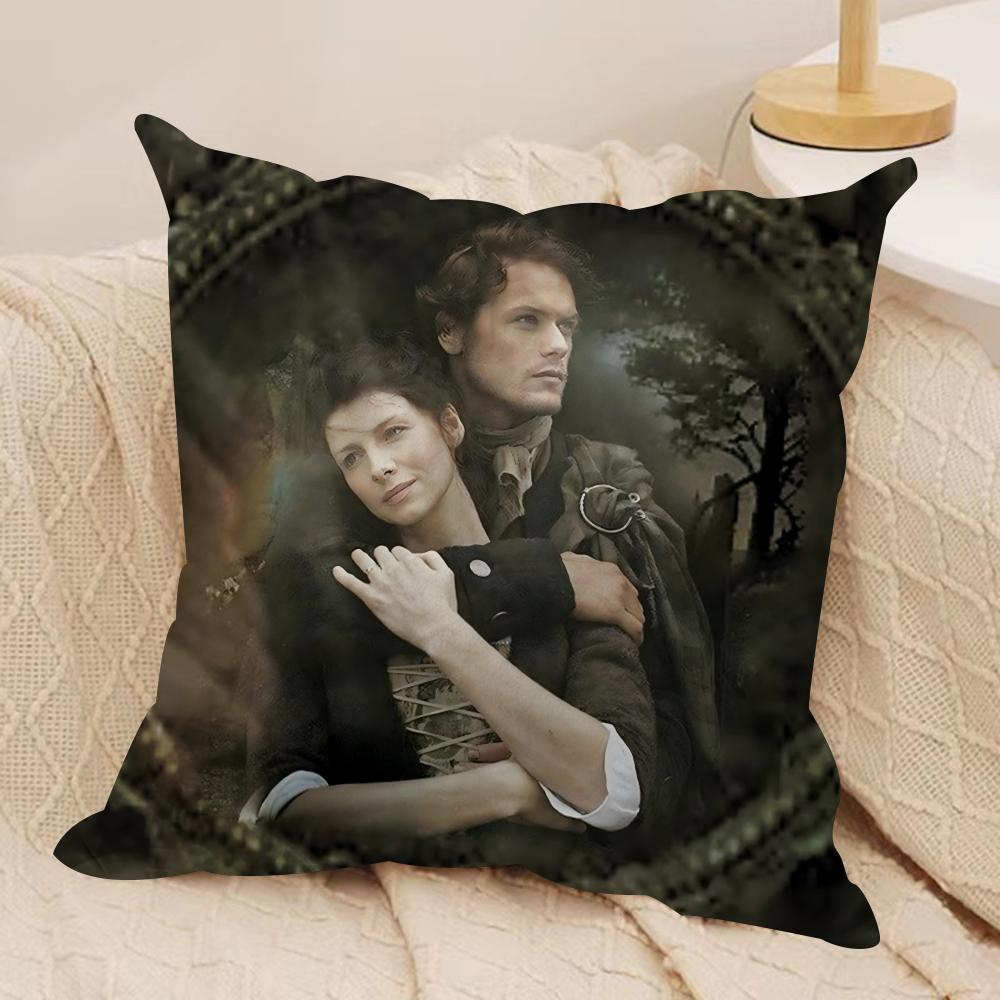 Tv Series O-Outlander Cushion Cover Soft Plush Fabric Double-Sided Printed Sofa Cushion Cover For All Seasons Home Decor Gift
