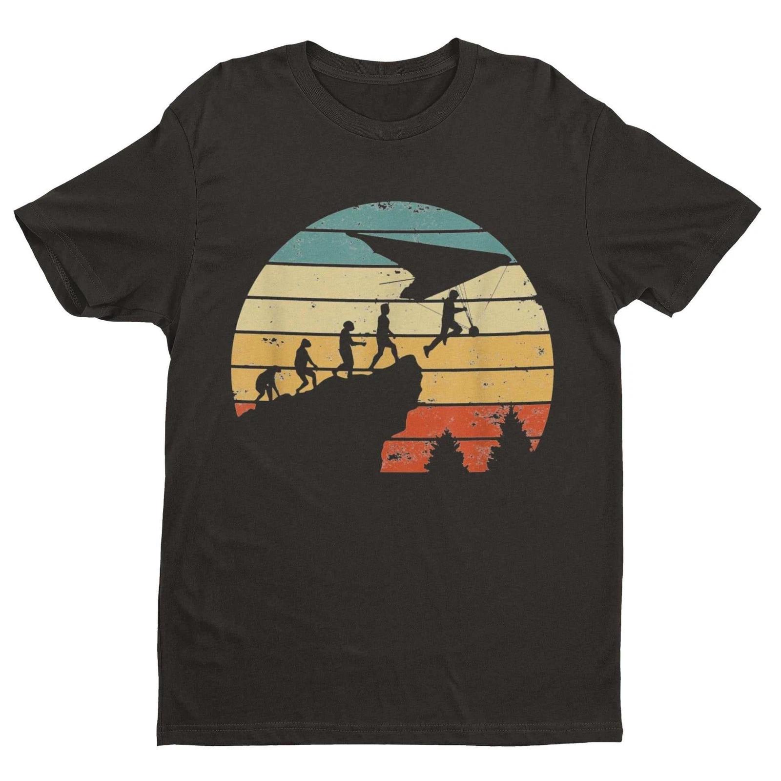 EVOLUTION OF HANG GLIDING Funny T Shirt Ape To Man Darwin Glider Gift Idea Pilot 2XL