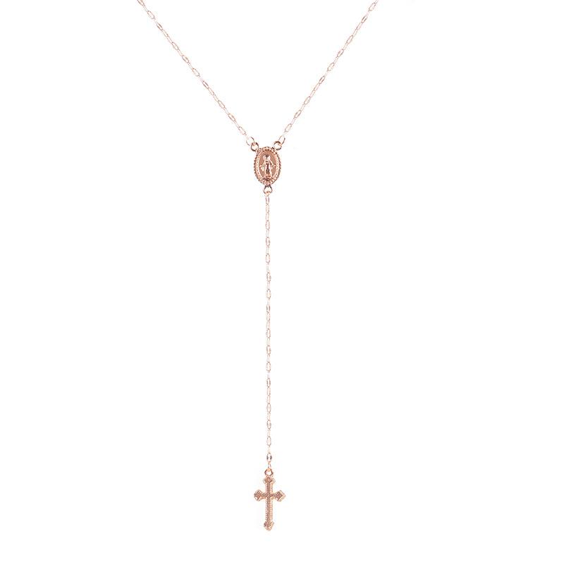 Virgin of The Cross Metal Necklace, Women's Fashion Retro Summer New Popular Pendant Collarbone Chain Jewelry