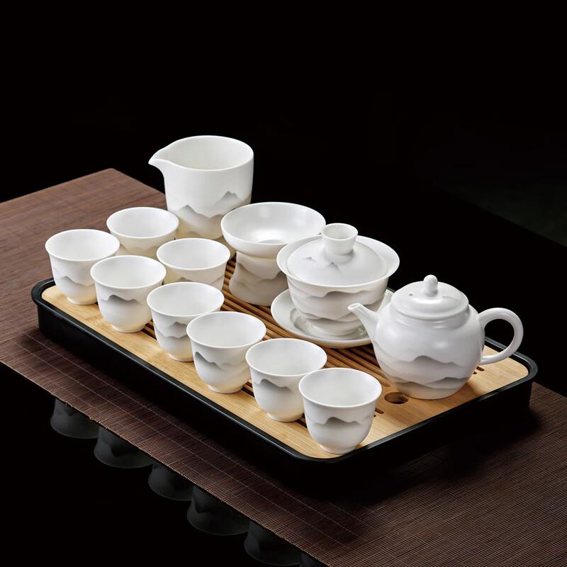 Lainuo Ink Landscape Mutton Fat Jade Porcelain Tea Set