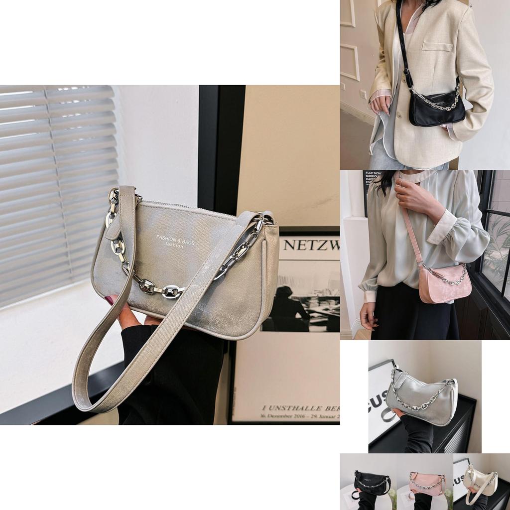 Trendy Spring 2024 Minimalist Pu Leather Shoulder Bag Fashionable Chain Crossbody Bag For Women