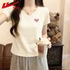 Warrior Women's Cotton V-Neck Heart Print T-Shirt